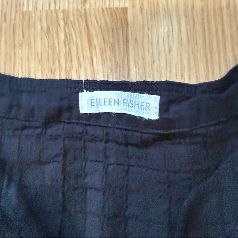 Eileen Fisher Black Organic Cotton Grid Textured Tunic Top L (Estimated) - Picture 5 of 9
